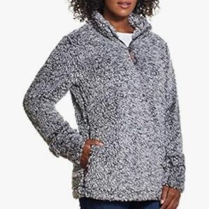 Women's Gray Sherpa Fleece Jacket